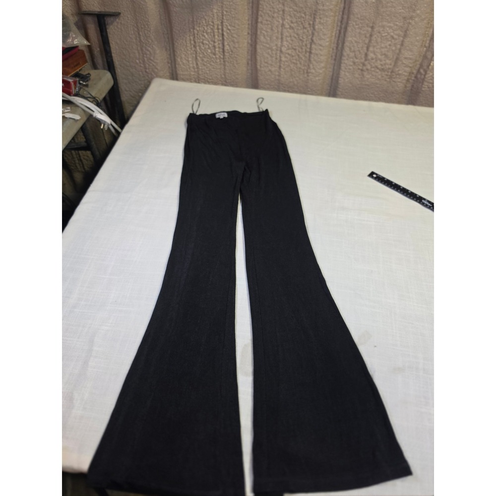 Beginning Boutique Black Knit Flare Pants High Waisted Wide Leg Size 8